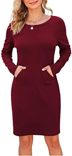 Women Hooded Dress 3/4 Sleeve Sweatshirt Pullover Stripe