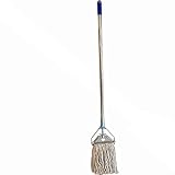 LavoHome Premium Industrial Strength Heavy Duty Looped-End String Mop Floor Cleaning Kitchen Office (Mop with Metal Push)