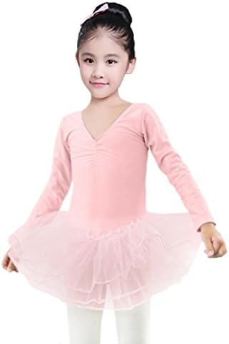 Fartido Toddler Gauze Long Sleeve Tutu Ballet Dress Leotard for Girls 4 Color