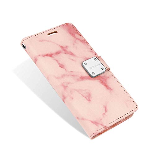 LG Stylus 4, Stylo 4 [El Lumiere Marble Wallet Case] Multi-Card Slot Wallet Case [Drop Protection] Premium Leather [Kickstand Feature] (M-Pink) - Thumbnail 4