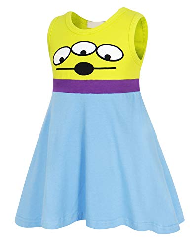 AmzBarley Girls Jessie Costume Alien Dress Up Fancy Party Clothes Halloween Cosplay Role Play Outfits Kids Holiday Playwear Sundress Size 8(7-8 Years) Light Blue