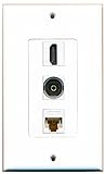 RiteAV - 1 Port HDMI and 1 Port Toslink and 1 Port Cat6 Ethernet White Decorative Wall Plate