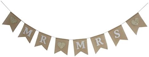 Seasons Treasure 9ft Handmade Mr &Miss Wedding Burlap Banner,Sweet Bunting Banners Wedding Decoration (Wedding Style)