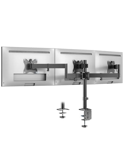 Triple Monitor Mount,3 Monitor Desk Mount Fits 13-27 inch Screens,Triple Monitor Stand Fully Adjustable with Cable Management,10kg Weight Capacity per Arm,VESA 75/100mm