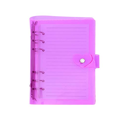 A6 A5 6-Holes Colorful PVC Cover Round Ring View Binder with Snap Button Closure File Folder (Violet, A5 Mini Set)