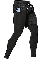 Men's 2 in 1 Running Pants, Gym Workout Compression