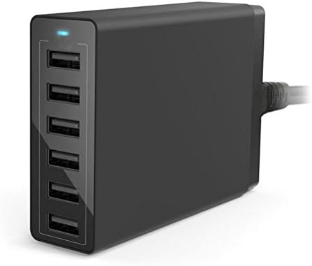 Werleo 60W 12A 6 Port USB Hub Charger Travel Wall Charger Power Adapter Desktop Charger Portable Charging Station for Apple iPhone 7 Plus 6 6s 5 iPad Air Mini Macbook Samsung HTC LG Nexus Tablet Black