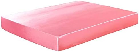MRxcff Satin Faux Silk Fitted Sheet with Elastic Band Solid Color Mattress Cover Elastic Band Single Double Full Queen King Bed Sheets