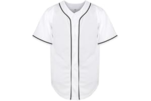 MESOSPERO Mens Button Down Shirts Short Sleeve Sports Uniforms Blank Baseball Jersey S-XXXL