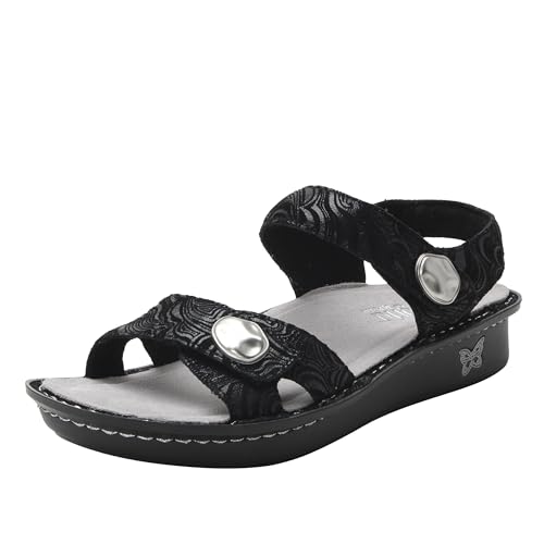 Alegria Womens Vienna Swirling Black Leather Sandal 5-5.5 M US at Amazon