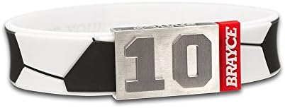 BRAYCE Soccer Bracelet with Your Jersey Number 00-99 I Durable Like a Soccer Ball
