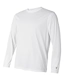 Champion CW26 Adult Double Dry Long-Sleeve Interlock T-Shirt - White, Medium
