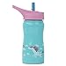 Eco Vessel Frost Kids TriMax Vacuum Insulated Stainless Steel Water Bottle with Flip Straw top - 13 Ounce - Blue Unicorns