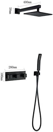 Shower System Set Matte Black Bathroom Shower Fixtures with 8 inch Rainfall Shower Head and Handshower Wall Mounted Shower Faucet