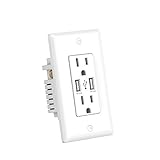 USB Wall Outlet, KING-LINK USB Wall Plug High Speed 2.4A/5V Dual USB Charger Electric Outlet 15-Amp/125V Receptacle Wall Plate Socket White