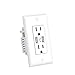 USB Wall Outlet, KING-LINK USB Wall Plug High Speed 2.4A/5V Dual USB Charger Electric Outlet 15-Amp/125V Receptacle Wall Plate Socket White