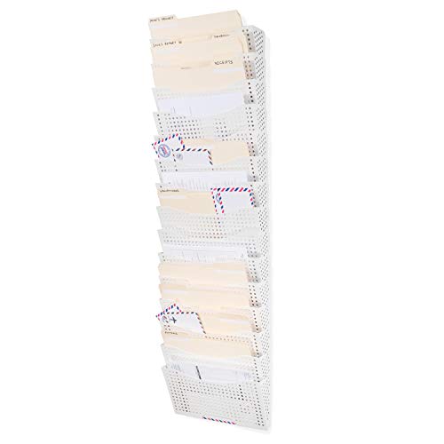 Wallniture Dots Lisbon 15Tier White Wall File Holder for Organization