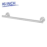 LuckIn 16 Inch Towel Bar Brushed Nickel Hand Towel Rod, Stainless Steel Kitchen Dish Towel Holder, Wall Mounted Bathroom Towel Rack Modern Single Rail Silver Hanger for Shower, TR0016
