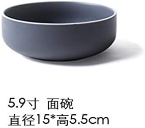 GYCZC Nordic Ceramic Dishes White Side Matt Tableware Western Steak Pasta Dish Home Rice Bowl Soup Yaguang Dark Gray White Side 5.9 Inch Bowl 15.*5.5Cm