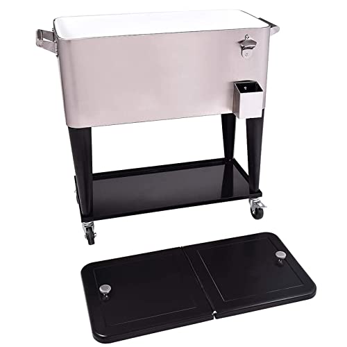 Giantex Rolling Cooler Cart, 80qt Outdoor Cooler with Locking Wheels