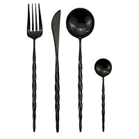 OESDLTD Stainless Steel Flatware Silverware Set with Fork Spoons Knife Teaspoon Tableware Black