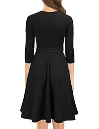 WOOSEA - Cinturón elegante de cóctel para mujer, manga 3 4, línea A