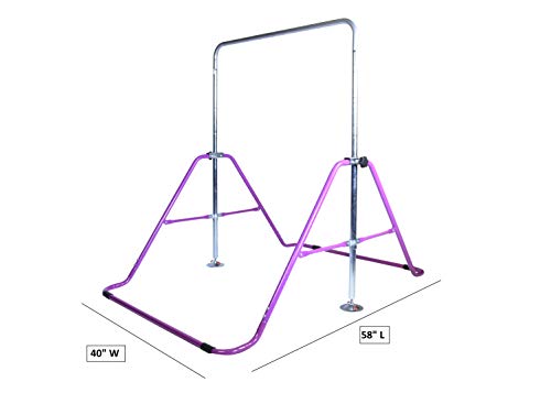 Athletic Bar Expandable Gymnastics Bar Horizontal Kip Bar Junior Training Adjustable Height Jungle Gym Children Folding Training Monkey Bars Climbing Tower Playground Balance Bar Gymnasts Purple - Thumbnail 2