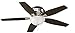 Hunter Fan Company, 53315, 52 inch Newsome Brushed Nickel Low Profile Ceiling Fan with LED Light Kit and Pull Chain, BLACK,WHITE