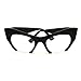 Black High Fashion Runway Croped Exposed Lens Cat Eye Glasses