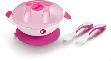 Precious Premium Baby Travel Bowl Set Bowl with 2 Heat and Temperature Sensing Spoon Set for Toddler,Feeding Set (Pink)