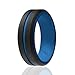 ROQ Silicone Rubber Wedding Ring for Men, Men's Wedding Band, Breathable Rubber Engagement Band, 8mm Wide 2mm Thick, Engraved Middle Line Duo, 4 Pack, Blue, Red, Orange, Light Blue, Black, Size 11