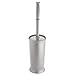 mDesign Toilet Paper Roll Holder, Bowl Brush, Wastebasket Trash Can for Bathroom - Set of 3, Gray