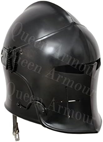 Casco Medieval Barbuta Con Visera De Acero Pulido – Ideal Para Caballeros Templarios, LARP Y Disfraces De Halloween