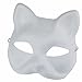 6 Pack Set DIY Full Face Handmade Mask Pure White Hard Paper Mask with Two Brushes and One Pigment Plate (Cat)