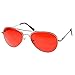 MLC EYEWEAR Aviator Fashion Sunglasses for Men and Women (Silver Frame, Red)