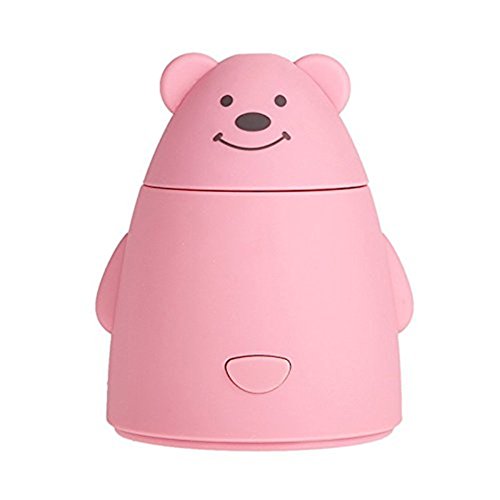 Happy-top Cute Bear Shape Portable USB Mini 80ML Humidifier Air Diffuser Aroma Mist Maker Absorbent Filter Sticks for Home Room Office and Car (Pink)