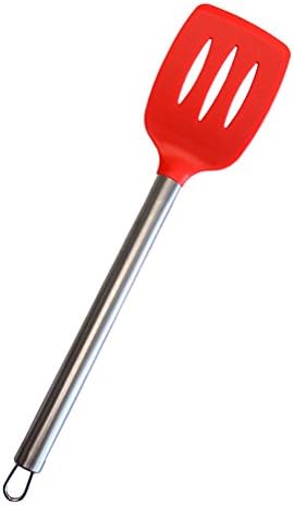 Kitchen Utensils Large Silicone Serving Mixing SLOTTED TURNER SPATULA with Heat Resistant Silicone and Stainless Steel Handle. RED