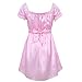 ACSUSS Men Shiny Satin Frilly Crossdressing Night Dress Lingerie Sissy Nightwear Underwear Pink XX-Large