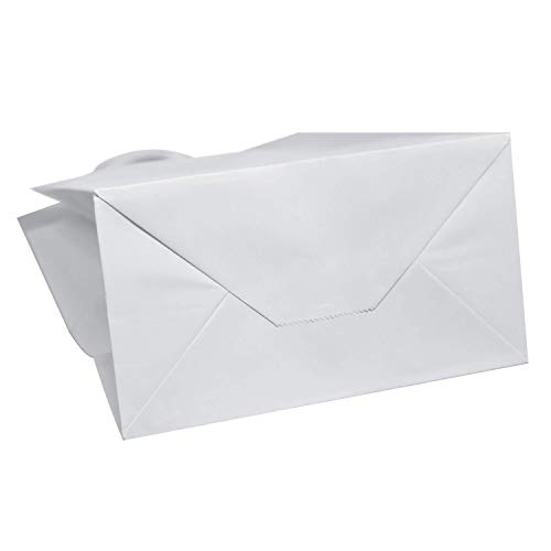 8"x4.75"x10" - 100 Pcs White Kraft Paper Bags, Shopping, Merchandise, Party, Gift Bags, Flexicore Packaging