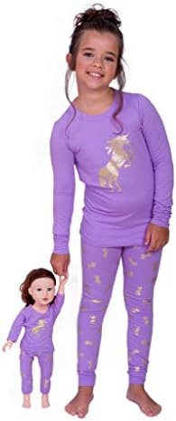 Girls Pajama by Lilli&Me | Girls and Dolls Matching Unicorn 4 Piece Pajama Sets
