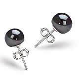 PearlsOnly Black 7.0-7.5mm AA Freshwater Cultured Pearl Earring Set
