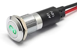 Alpinetech PL12MS 12mm 1/2" 12V LED Metal Signal Indicator Pilot Dash Light (Overdrive)