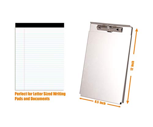 Summit Tools Dual Storage Aluminum Clipboard - 8.5 in. x 12 in. Letter Size Document Holder with Self Locking Latch, Form Clip, 2 Storage Compartment [2-Pack] - Thumbnail 4