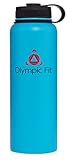 Olympic Fit Insulated Stainless Steel Water Bottle, Wide Mouth, 40 Oz Blue