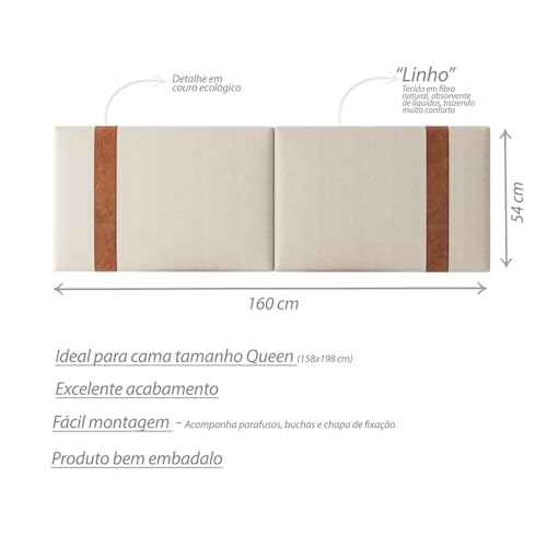 Cabeceira Dobrável ARTE Estofada Em linho 1,58 Para Cama Queen.