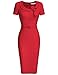 MUXXN Women's Retro 1950s Style Cap Sleeve Knee Length Formal Work Dress (M Red)