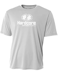 Hardcore Water Sports Mens Rash Guard Surf Swim Shirt SPF Protection Loose Fit Silver
