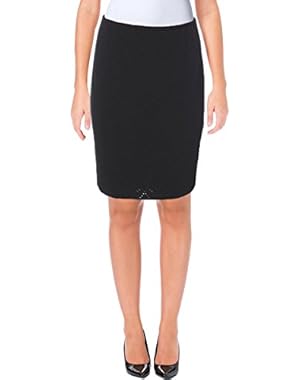 Womens Petites Eyelet Pleated Pencil Skirt Black 4P