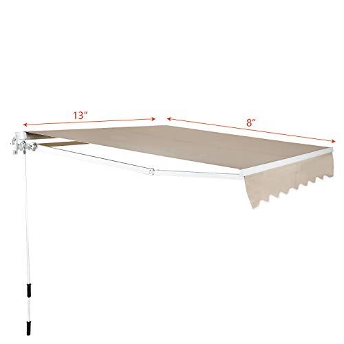 Aclumsy 13'x8.2' Patio Awning Retractable Sun Shade Cover Outdoor Patio Canopy, Aluminum Frame