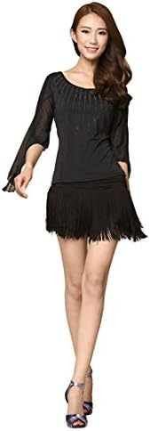 Feimei Woman Latin Rumba Cha Cha Cowboy Samba and Bullfight Ballroom Salsa Dancing Skirt with Tassels hemlines